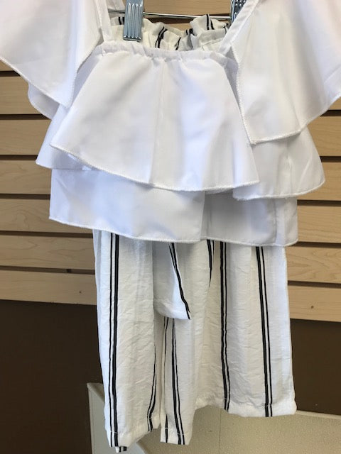Girls white ruffled 2pc pant set