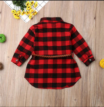 Load image into Gallery viewer, Red and Black Plaid Shirt Dress
