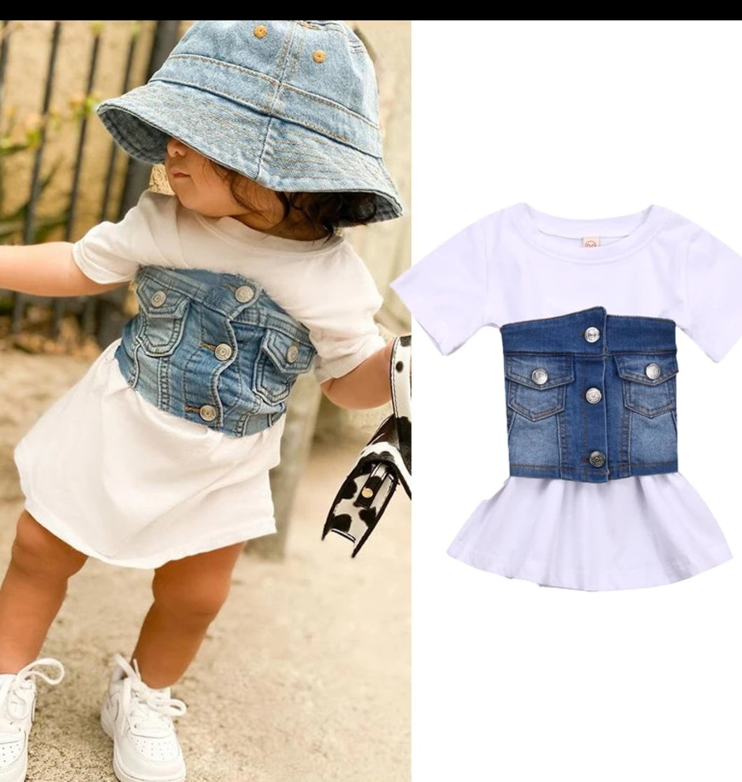 Shirt Dress w/Denim Vest