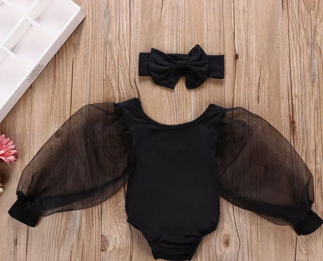 Girls Sheer Sleeve Body Suit